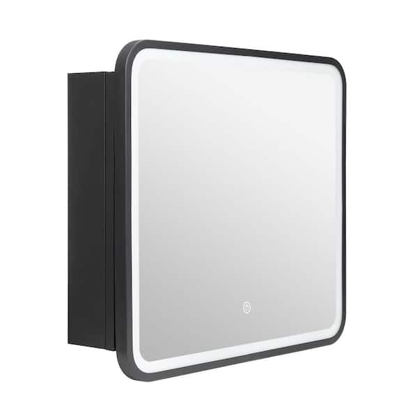 Nivencai 22 in. W x 20 in. H Rectangular Lighted Medicine Cabinet with Mirror and Defogger, Adjustable Glass Shelves
