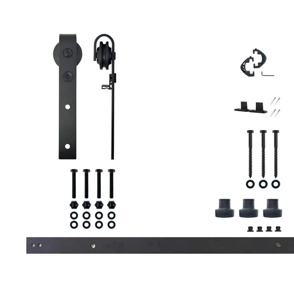4.5 ft./54 in. Black Rustic Non-Bypass Sliding Barn Door Track and Hardware Kit for Single Door price history on PriceWatchPro