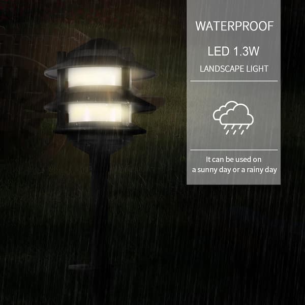 Portfolio 1.3-Watt Bronze Low Voltage Hardwired Integrated LED Path Light Portfolio 1.3-Watt Bronze Low Voltage Hardwired Integrated LED Path Light