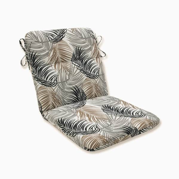Pillow Perfect Tropic Botanical Outdoor/Indoor 21 in. W x 3 in. H Deep Seat 1-Piece Chair Cushion with Round Corners in Black/GreySetra