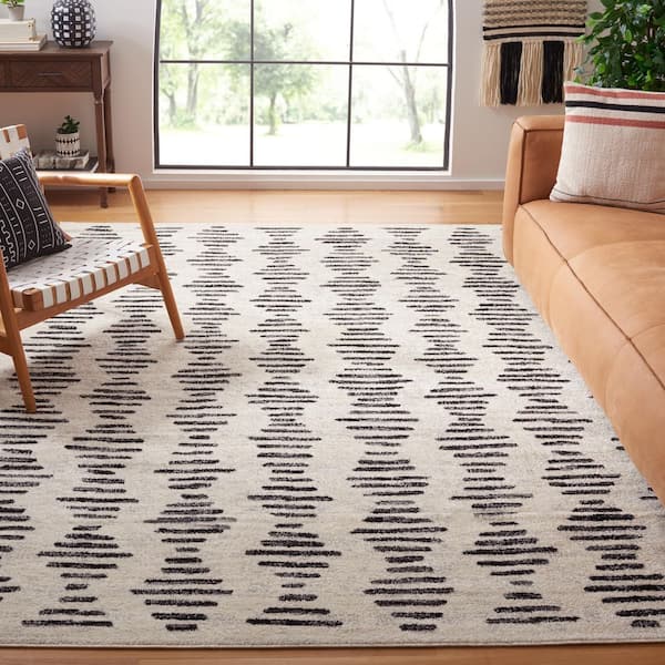 Tulum 10 ft. x 14 ft. Ivory/Black Abstract Area Rug