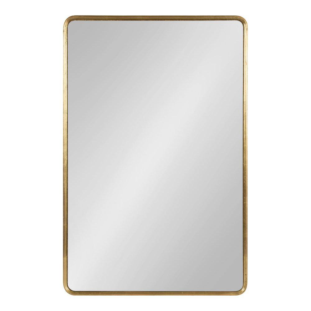 Gold Framed Rounded Rectangle Wall Mirror, 24x36