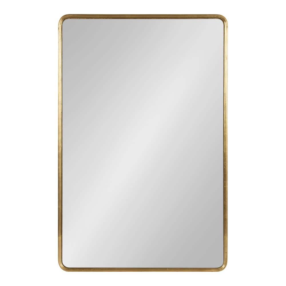 Gold Framed Rounded Rectangle Wall Mirror, 24x36