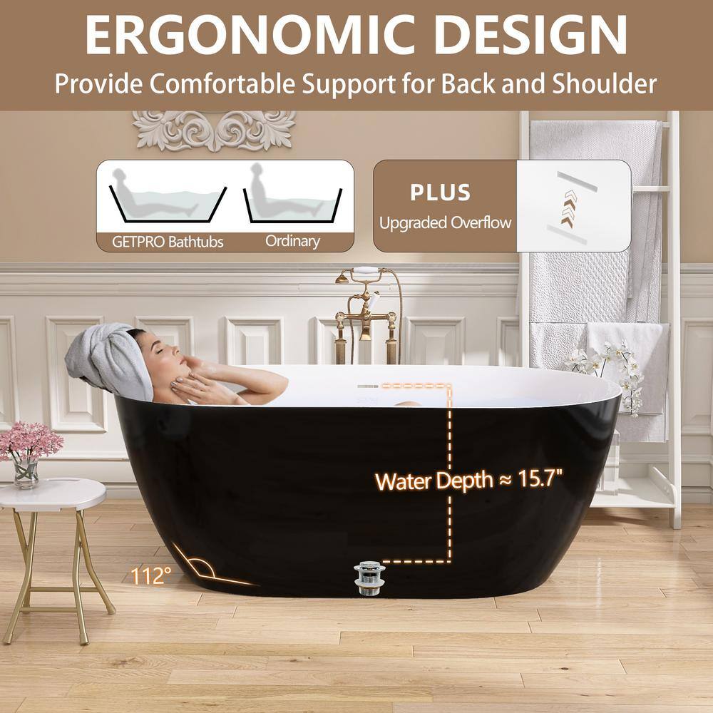 59'' White Acrylic Freestanding Soaking Bathtub