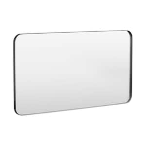 55 in. W x 30 in. H Tempered Glass Rectangular Framed Wall-Mounted Bathroom Vanity Mirror in Black