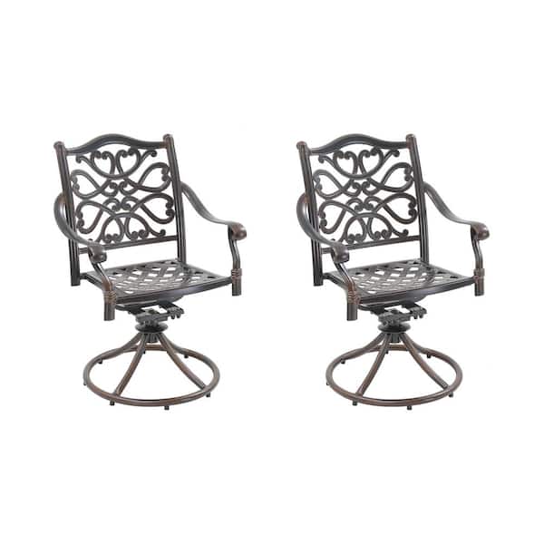 Clihome Metal Patio Dinning Swivel Chair for Garden Backyard Furniture