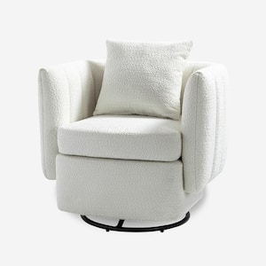 Nikolaus Ivory 360° Swivel Barrel Chair with Pillow