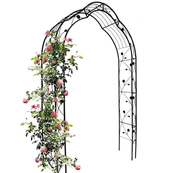 ToolCat 59 in. W x 98.4 in H Metal Garden Arch Trellis Assemble Freely with 8 Styles for Climbing Plants Support Rose, Black