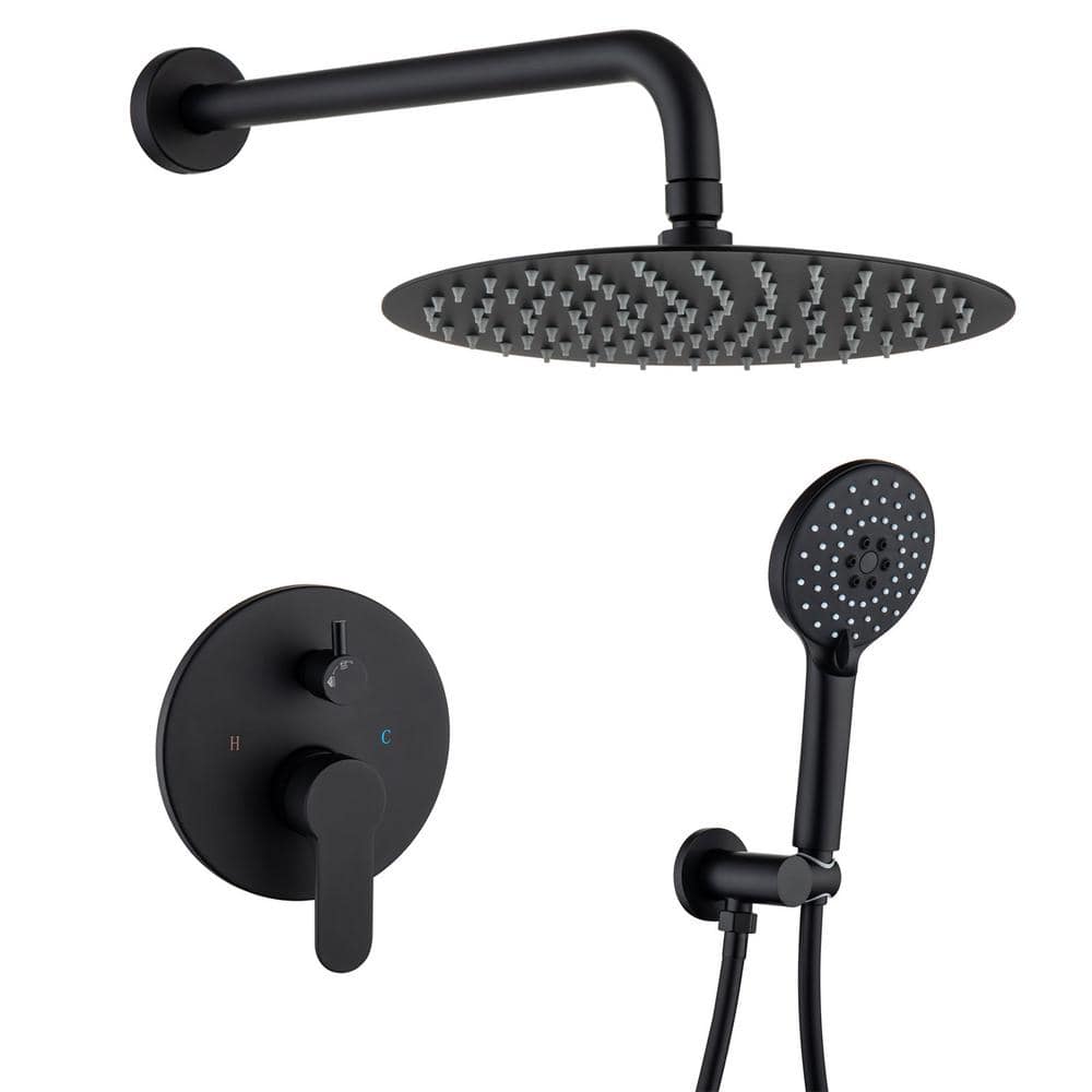 Single Handle 2-Spray Shower Faucet Round 10 in. 2.5 GPM with High Pressure