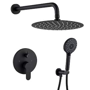 Single Handle 2-Spray Shower Faucet Round 10 in. 2.5 GPM with High Pressure in. Matte Black