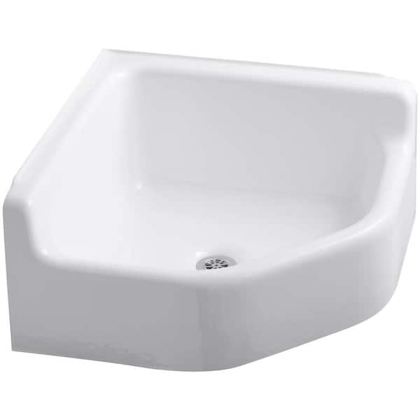 KOHLER Whitby Cast-Iron 28 in. x 28 in. 0-Hole Service Sink in White