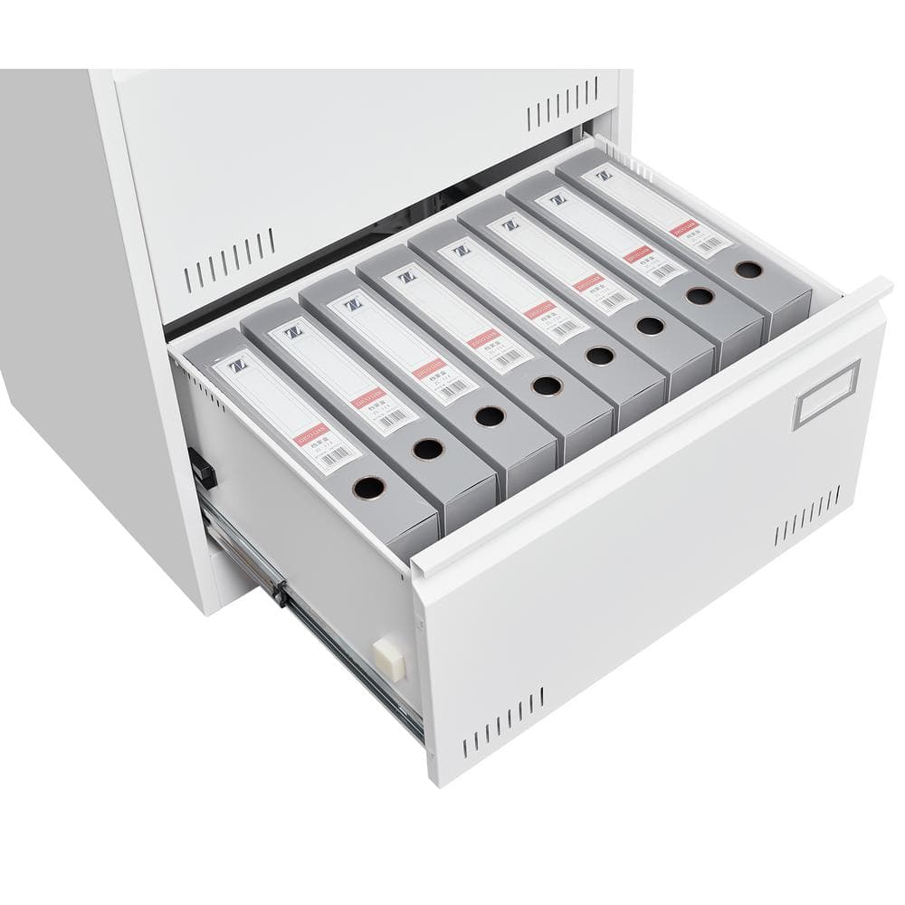 Black and White 3-Drawer Lockable Metal Lateral File Cabinet