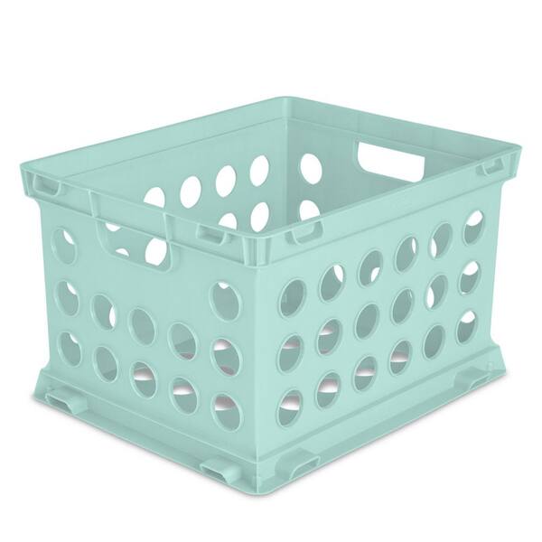 Sterilite Stackable File Storage Crate Organizers with Handles, Teal (12-Pack)