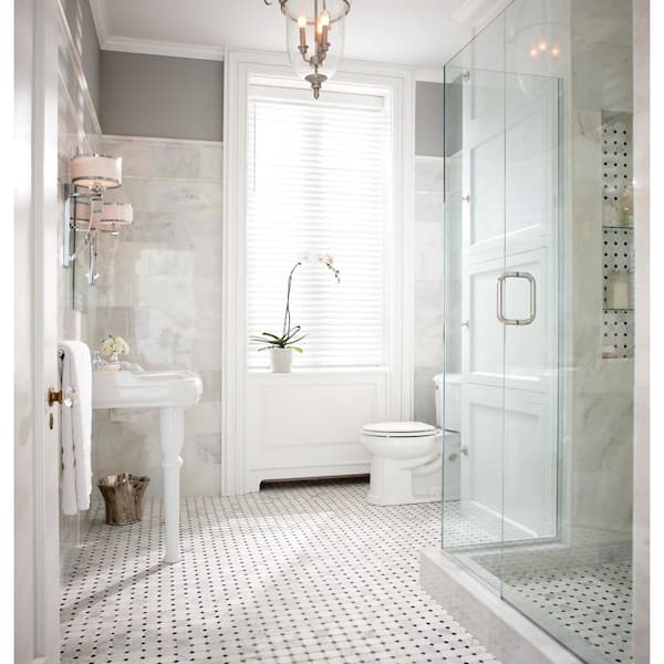 Greecian White Riptide Octagon 12 in. x 12 in. x 0.38 in. Polished Marble Mesh-Mounted Mosaic Tile (10 sq. ft. /Case)