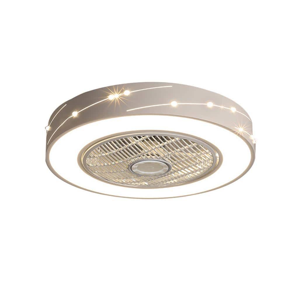 OUKANING 21.6 in. White Modern Round Indoor Integrated LED