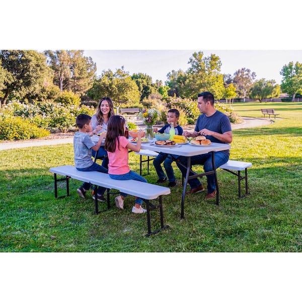 HDX 6 ft. Steel Frame Almond Portable Indoor/Outdoor Folding Bench