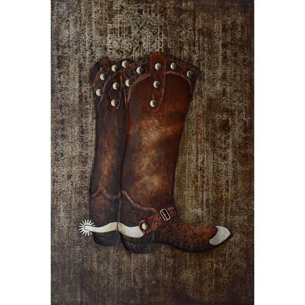 Yosemite Home Decor 47 in. x 32 in. "Cowboy Boots" Hand Painted Canvas Wall Art