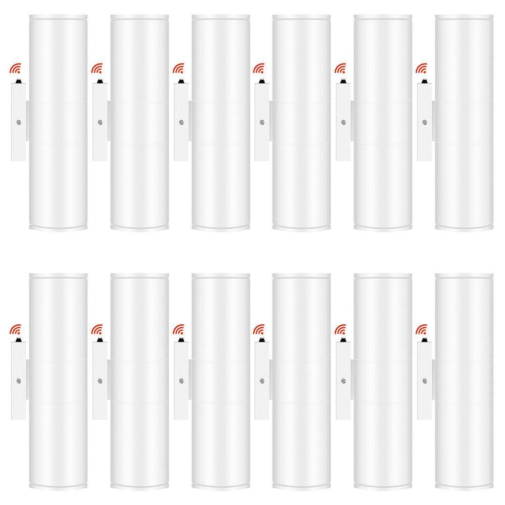 11.5 in. White Aluminum Modern Dusk to Dawn Outdoor Cylinder LED Wall Lantern Scone (Set of 12) price history on PriceWatchPro