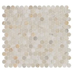 Athena Gold Pennyround 12 in. x 12 in. Honed Marble Floor and Wall Tile (10 sq. ft./Case)
