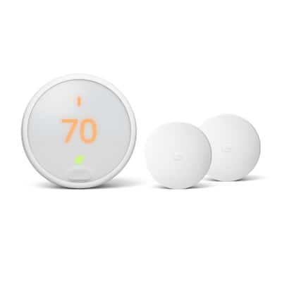 Nest 10-Day Digital Programmable Thermostat E with a (2-Pack) Nest Temperature Sensor