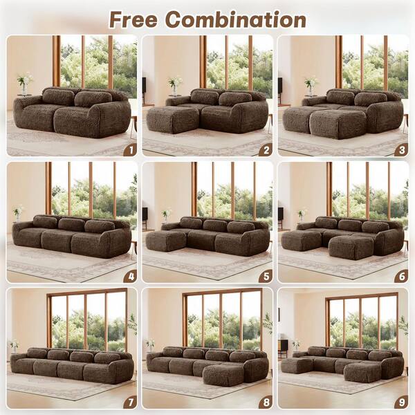 Homy Casa 149 in. 4-Piece Plush Microfiber Modular Sectional Sofa