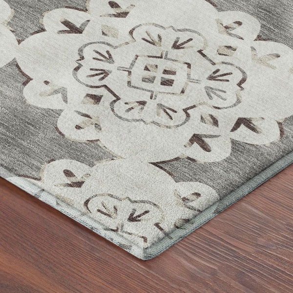 Mayfield Premium Machine Washable Abstract AMF2352 Taupe 10 ft. x 14 ft. Area Rug