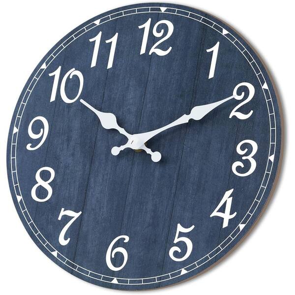 バロックウッドヴォレー　152　アイアン製装飾パネル 青黒 Vintage Rustic Blue Analog Battery Operated Silent Non Ticking