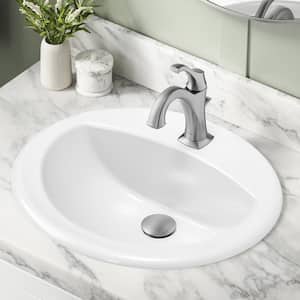 Elavo 20-1/2 in. Oval Porcelain Ceramic Drop-In Top Mount Bathroom Sink in White with Overflow Drain