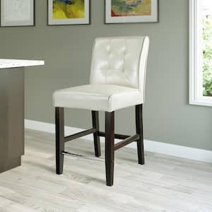 Antonio 25 in. Counter Height Cream White Bonded Leather Bar Stool