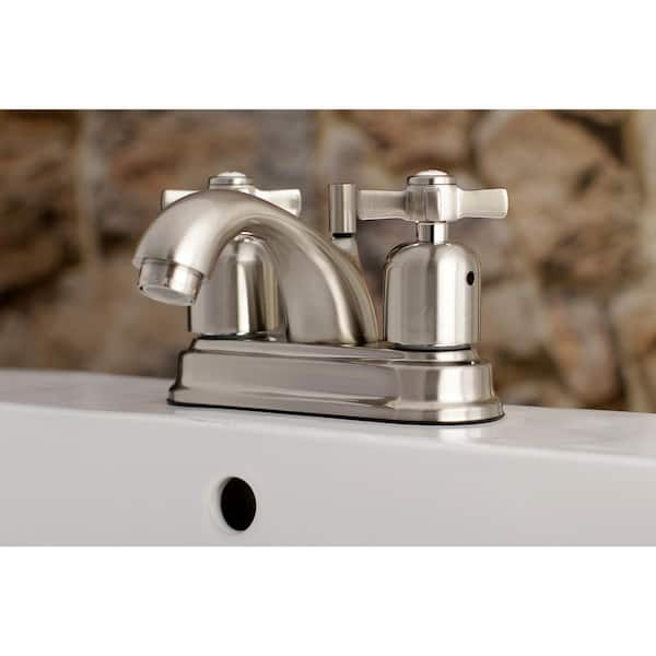 Modern Cross 4 in. Centerset 2-Handle Bathroom Faucet in Brushed Nickel