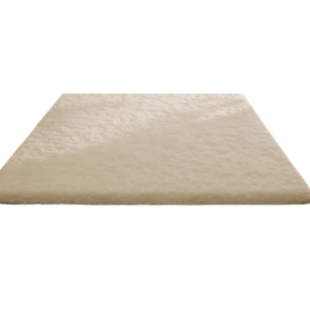 Ivory Fluffy Shag Christmas Rug 4x6 Non-Slip Soft Plush Mat