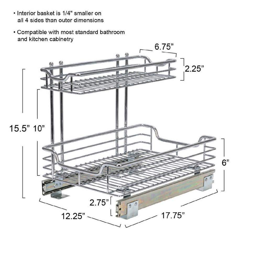 Chrome-Plated Steel 2-Tier Under Sink Organizer Shelf