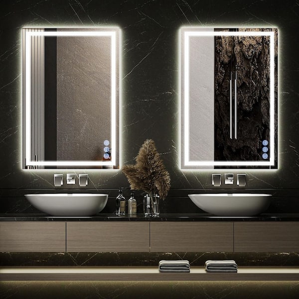 XRAMFY 26 in. W x 37.8 in. H LED Frameless Bathroom Vanity Mirror