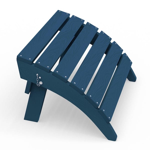 JEAREY HDPE Folding Plastic Outdoor Ottoman for Adirondack in Navy