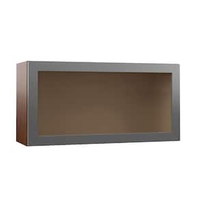 Designer Series Tayton Assembled 36 in. x 18 in. x 12 in. Lift Up Door with Glass Wall Kitchen Cabinet in Spice