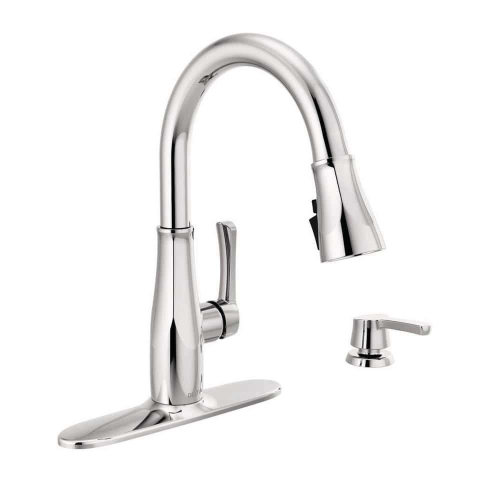 Delta Owendale Single-Handle Pull-Down Sprayer Kitchen Faucet with ShieldSpray Technology in Chrome, Grey -  19875Z-SD-DST