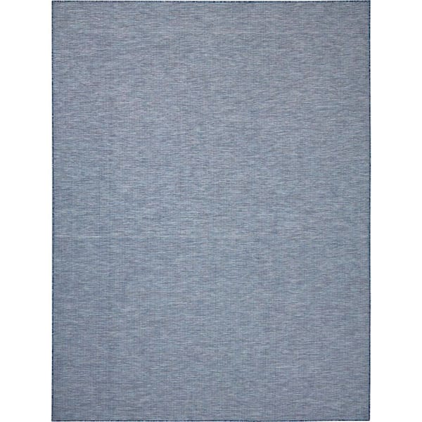 Nourison Positano Navy Blue 10 ft. x 14 ft. Solid Contemporary Indoor/Outdoor Patio Area Rug