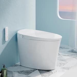 12 in. 1-Piece 1.1/1.6 GPF Dual Flush Smart Tank Elongated Toilet in White with Heated Seat, Dryer and Warm Water