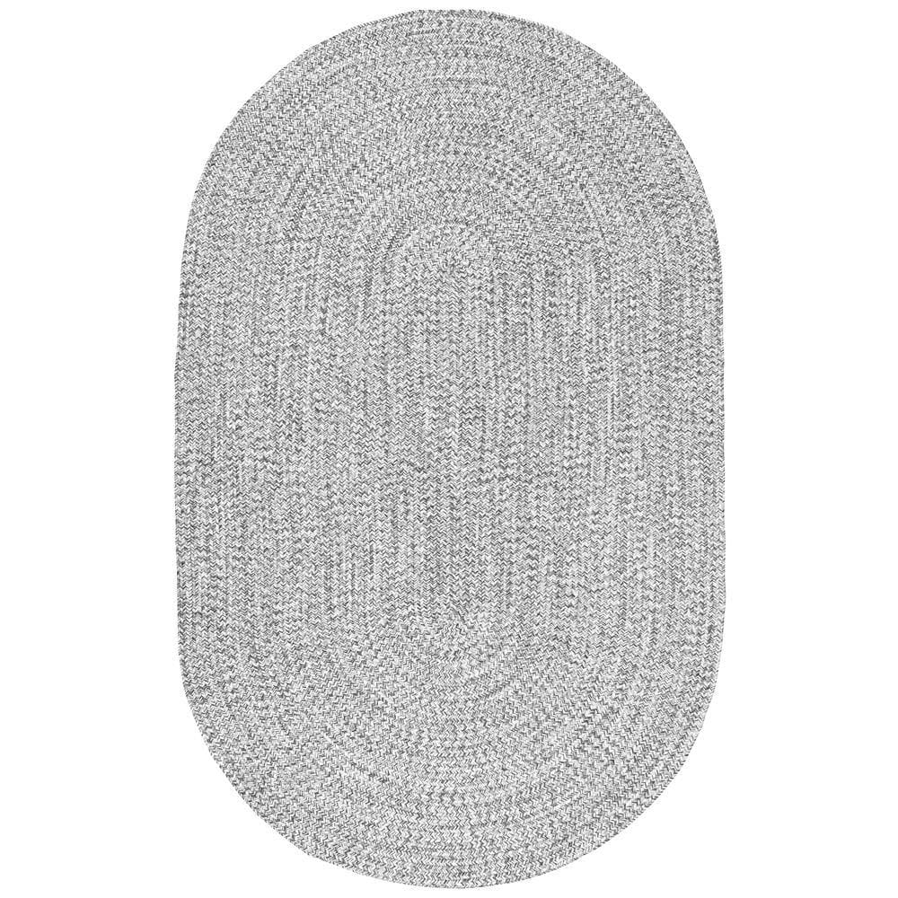 nuLOOM Lefebvre Braided Salt & Pepper 3 ft. x 5 ft. Indoor/Outdoor Oval