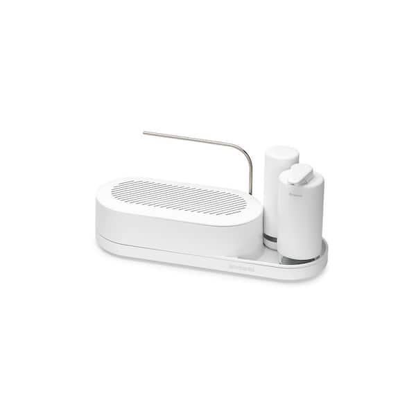 Brabantia Sink Style Organizer, Soap Dispenser and Soap Squeezer, Mineral Fresh White, Plastic Sink Accessory Set of 3