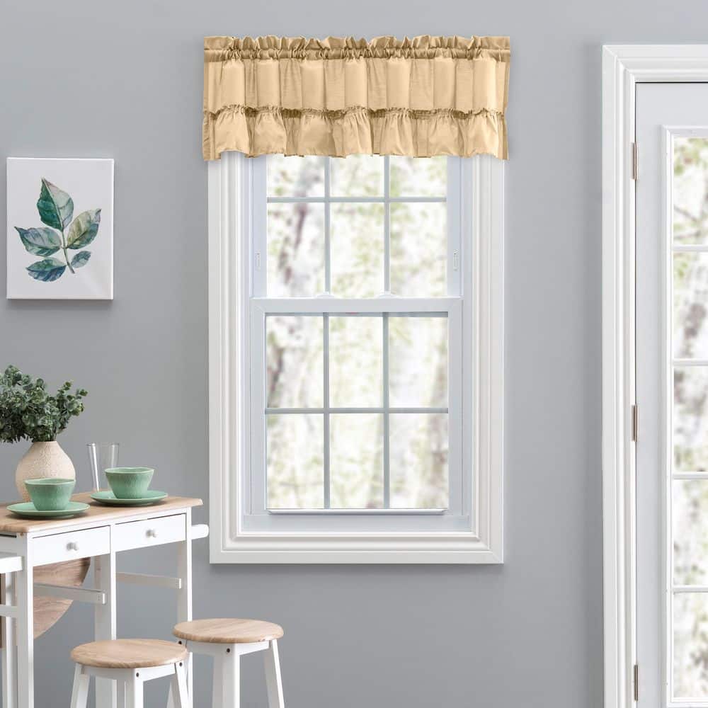 Almond Textured Fabric Ruffled Rod Pocket Valance 54"x13"