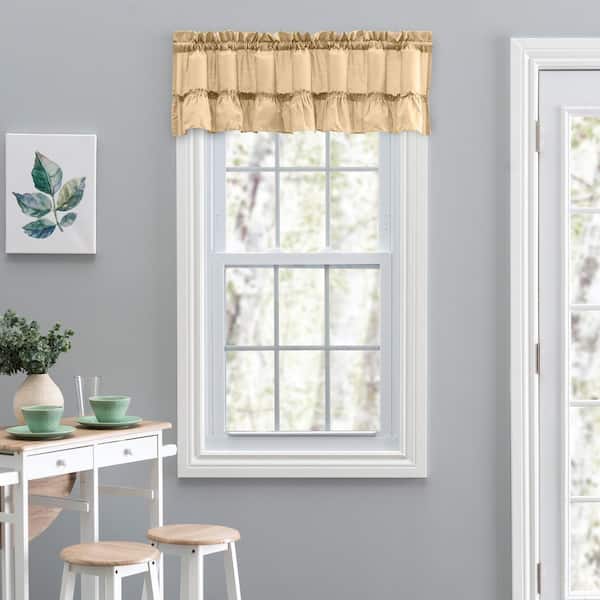 Ellis Curtain Stacey 13 in. L Polyester/Cotton Ruffled Filler Valance in Almond
