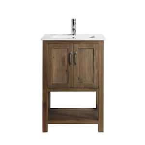 Austin 24 in. W x 19 in. D Bath Vanity in Natural with Porcelain Vanity Top in White with White Basin