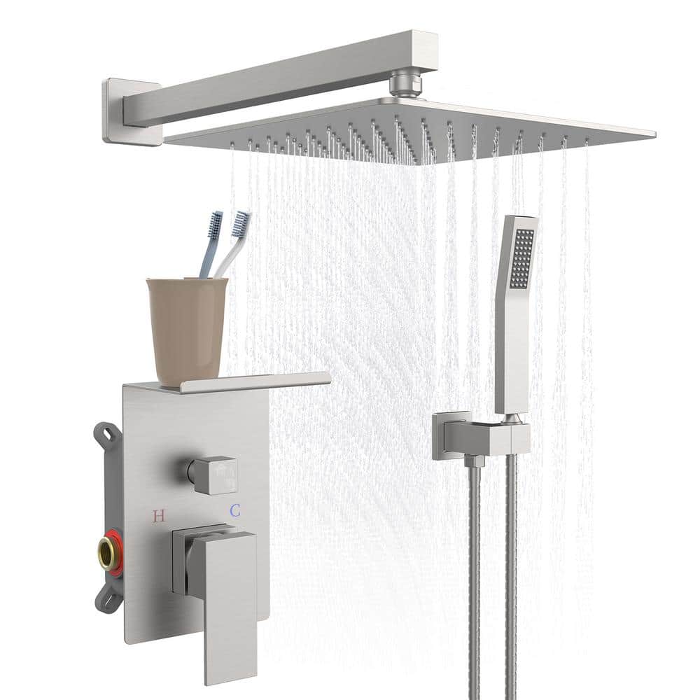 Single Handle 2-Spray Shower Faucet 2.2 GPM with 360 Degree Swivel Head in. Brushed Nickel (Valve Included) price history on PriceWatchPro