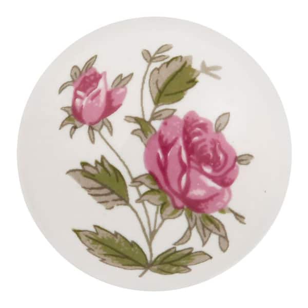 pink rose dresser knobs Pink Rose Knob - Deep Pink Velvet Flower Drawer Pull - Cabinet Home Decor