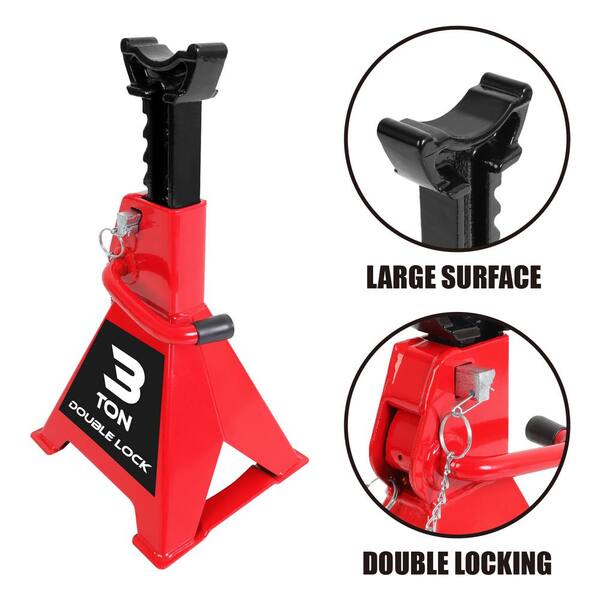 Big Red 3-Ton Reinforced Double-Locking Jack Stands (2-Pack Big Red 3-Ton Reinforced Double-Locking Jack Stands (2-Pack