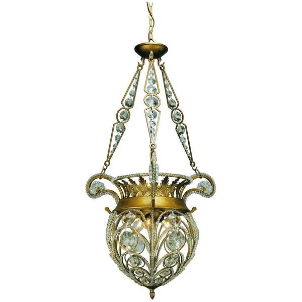 Bel Air Lighting 3-Light Antique Gold Dynasty Pendant