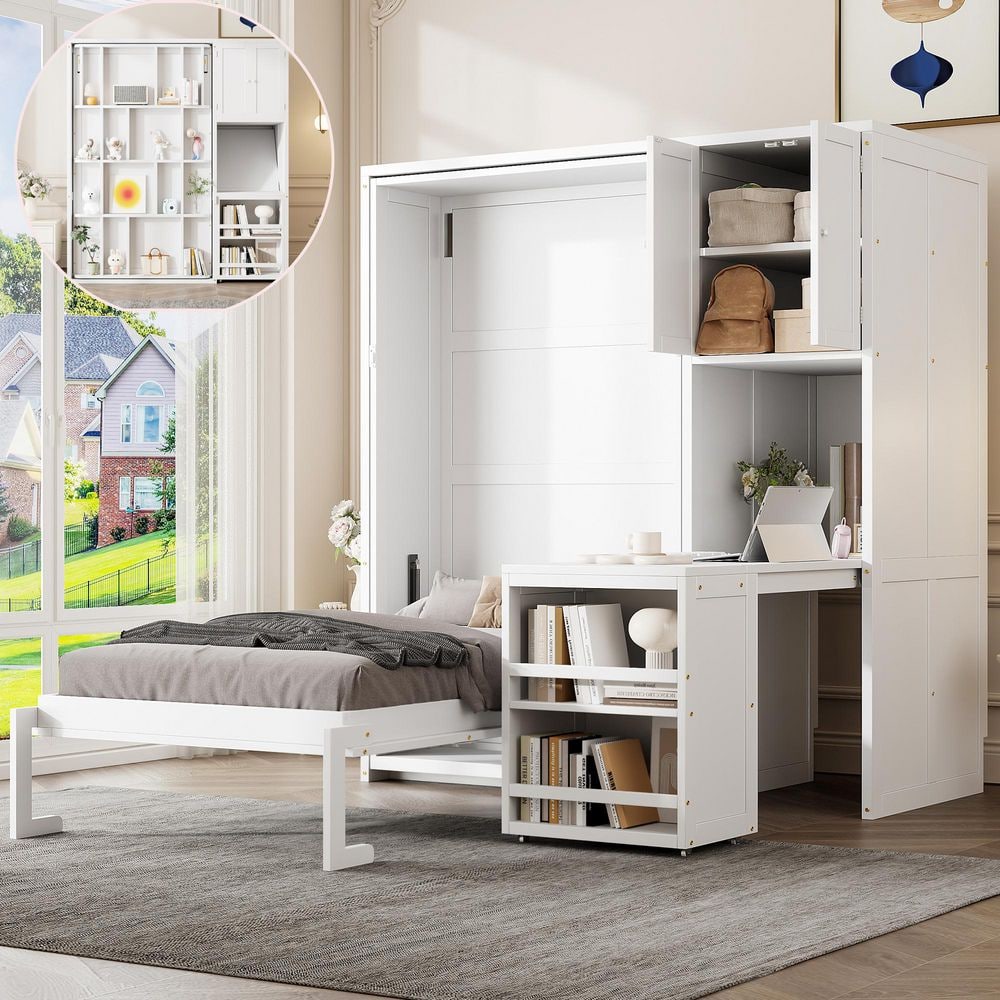 Noble House Bilge White Wood Frame Twin Size Murphy Bed with