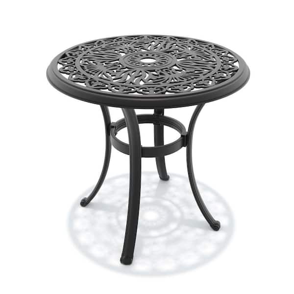 All-weather Black Round Cast Aluminum Outdoor Patio Bistro Table