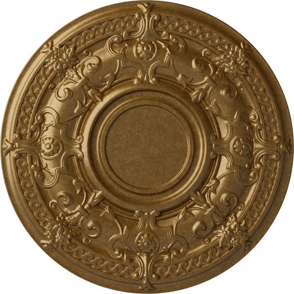 Ekena Millwork 33-7/8 in. x 1-3/8 in. Dauphine Urethane Ceiling Medallion (Fits Canopies up to 13-1/4 in.), Pale Gold